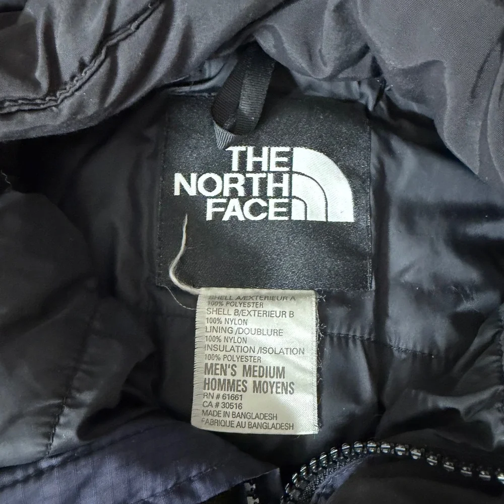 B+ The North Face Mens Navy Black Hooded Puffer Jacket Parka 87003‎ Size Medium